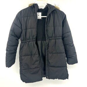 Gap Black Fur Trimmed Puffer Jacket Girl's Medium